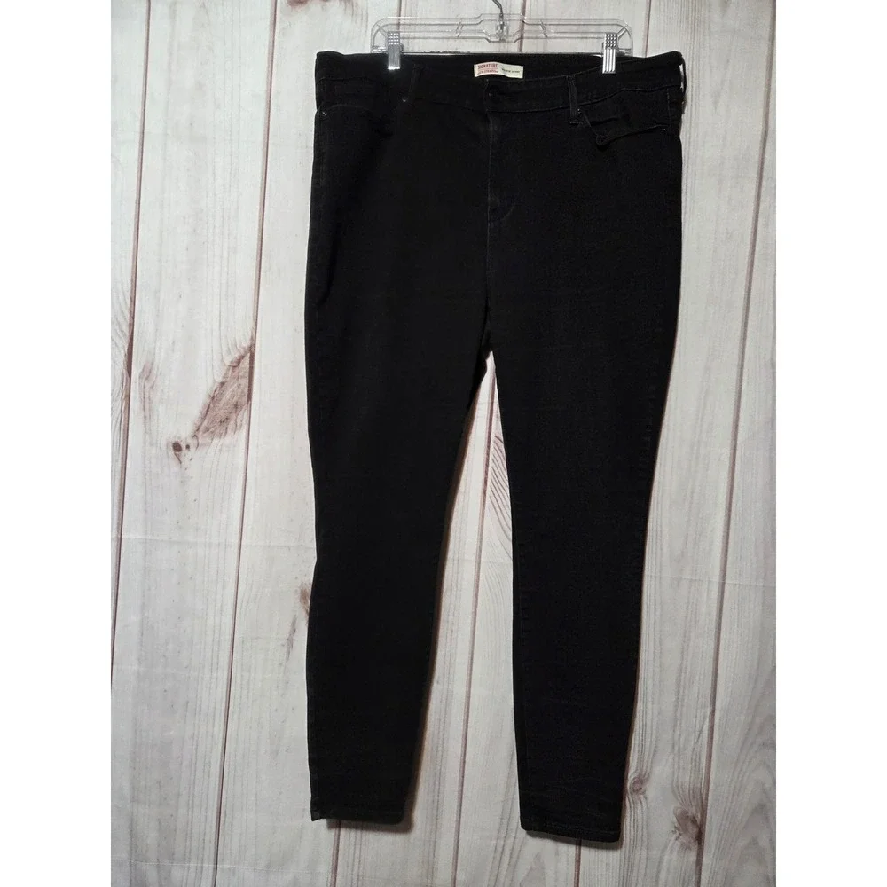 Signature by Levi Strauss Womens Mid-Rise Skinny Jeans Black Size 20M Stretch